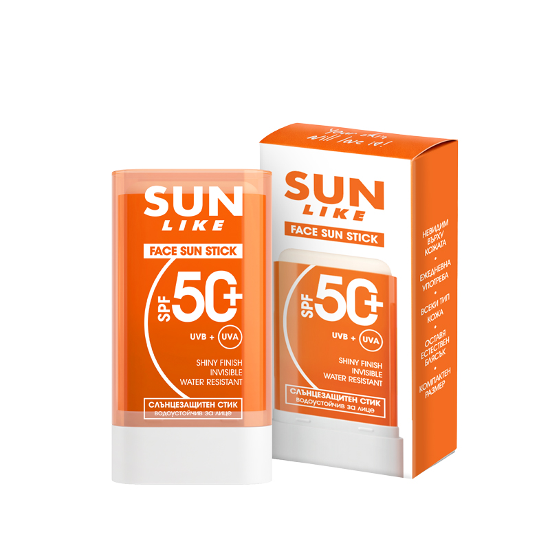 SUN LIKE Слънцезащитен стик за лице водоустойчив SPF 50+, 20г