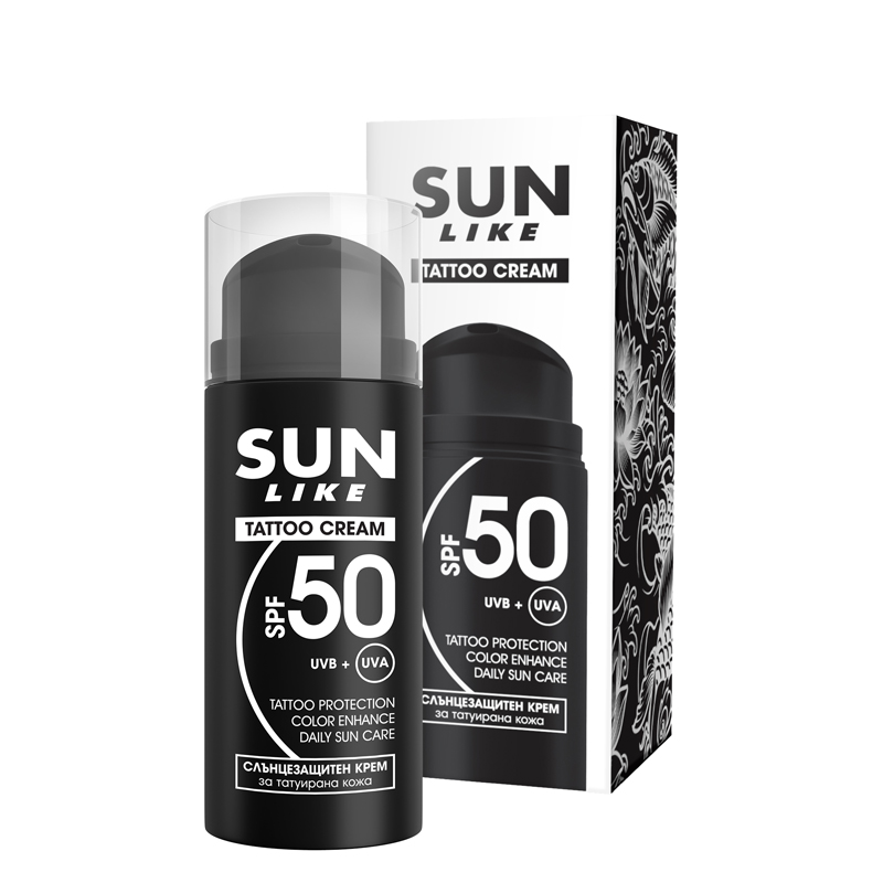 SUN LIKE TATOO Слънцезащитен крем за тяло SPF50, 100 мл