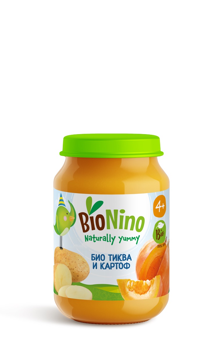 BIONINO 2256 Био пюре тиква и картоф, 4+М 190ГР 