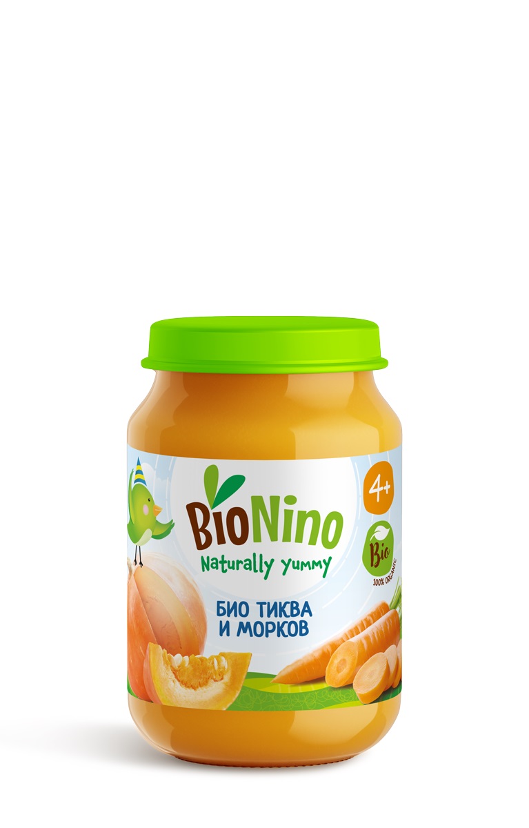 BIONINO 2270 Био пюре тиква и морков, 4+М 190ГР