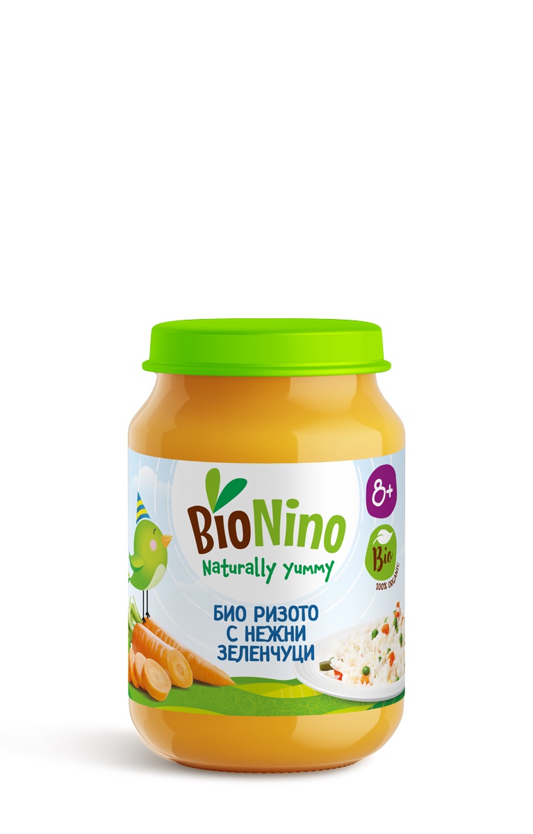 BIONINO 2294 Био пюре ризото със зеленчуци, 8+М 190ГР 