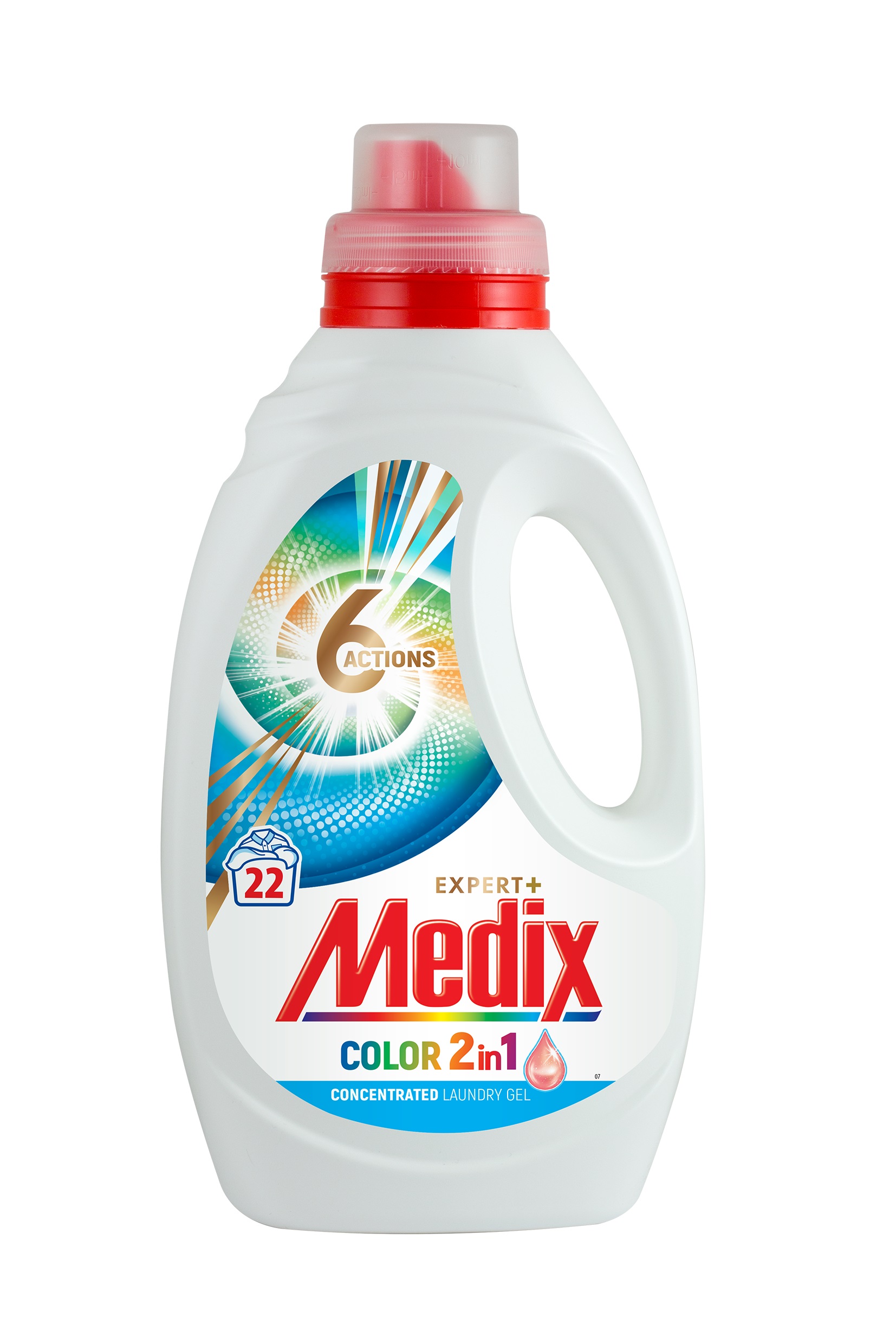 MEDIX COLOR 2in1 Течен перилен препарат за цветни тъкани с омекотител, 22 пранета