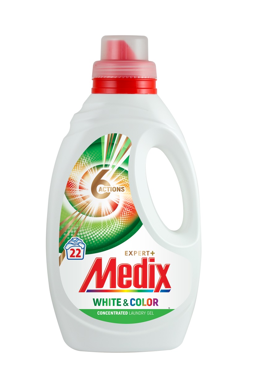 MEDIX WHITE & COLOR –  Течен перилен препарат за бели и цветни тъкани, 22 пранета