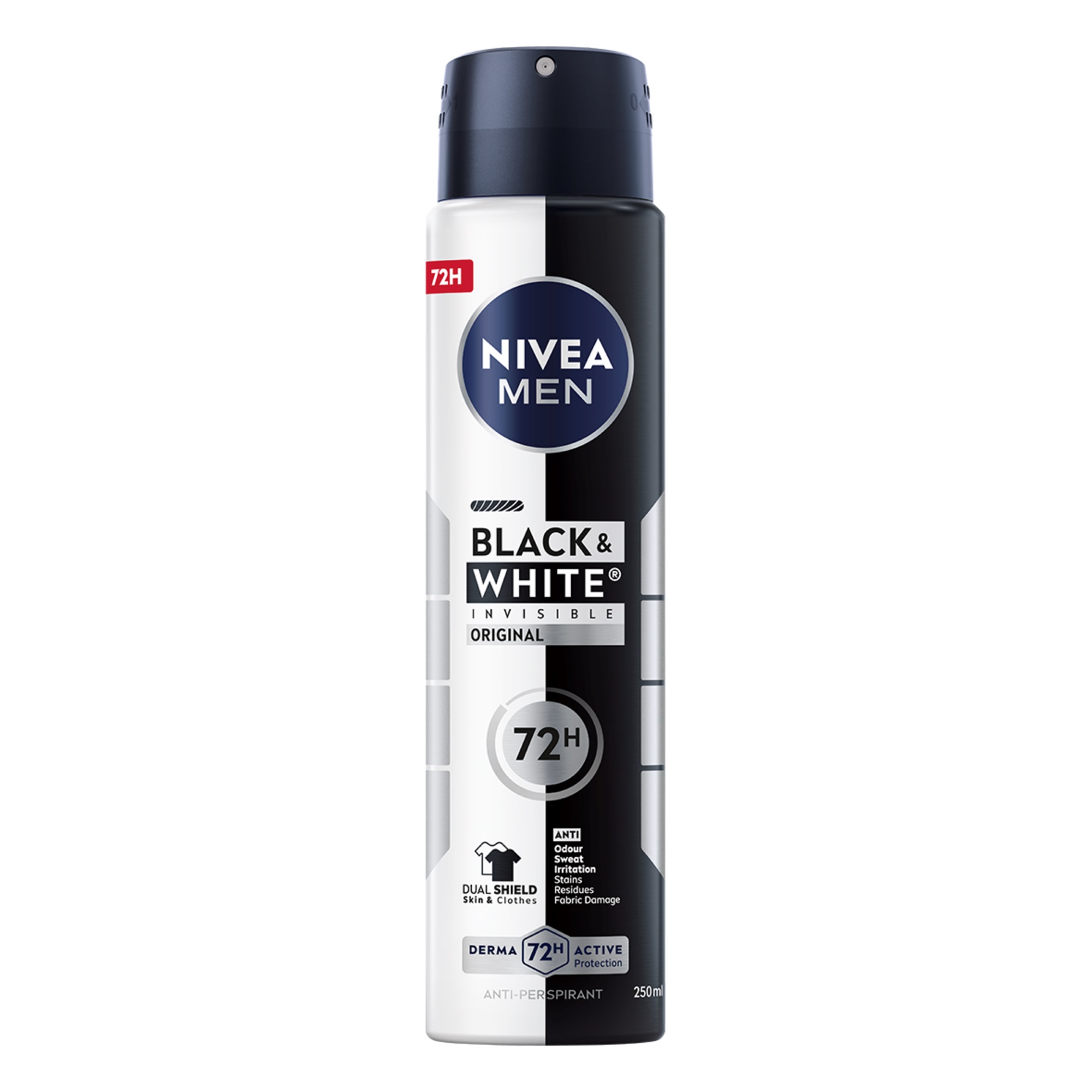 NIVEA MEN INVISIBLE ON BLACK & WHITE ORIGINAL  Део спрей мъжки XL, 250 мл.