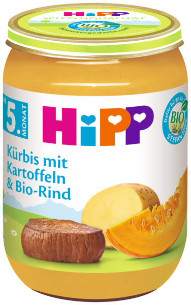 HIPP BIO Пюре картофи с тиква и телешко 6270, 190г 