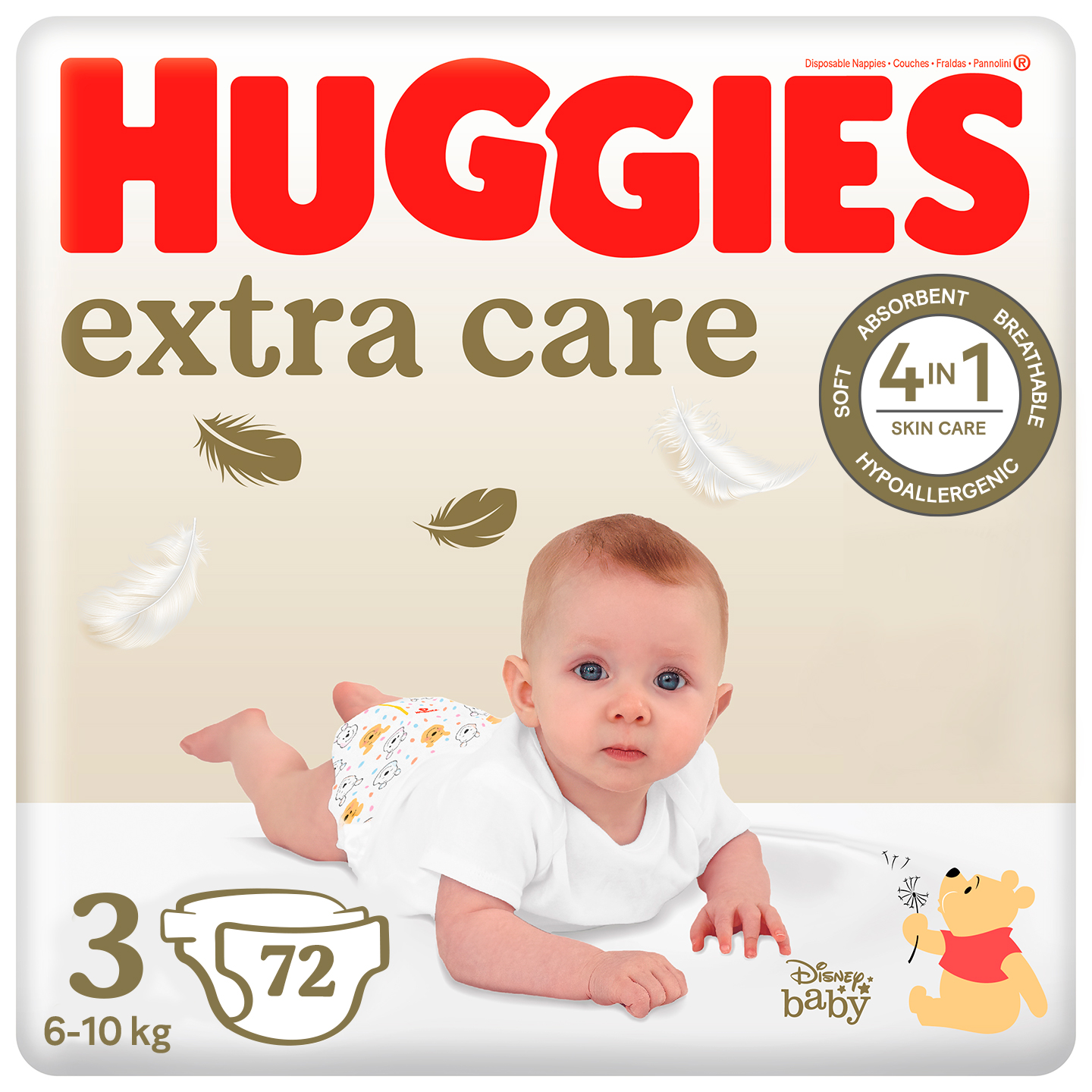 HUGGIES EXTRA CARE Пелени 3,  6-10кг., 72бр.