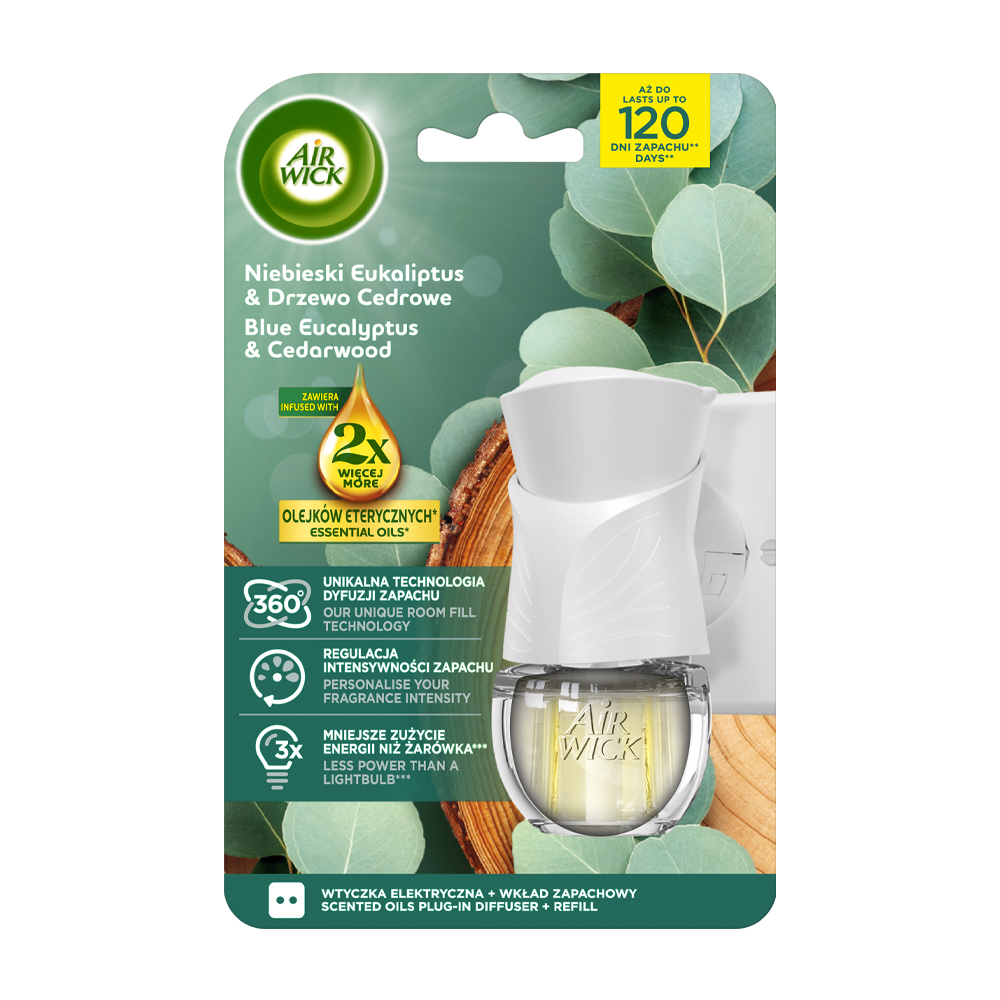AIR WICK EXTRA OILS Eлектрически комплект кедър и евкалипт, 19 мл.