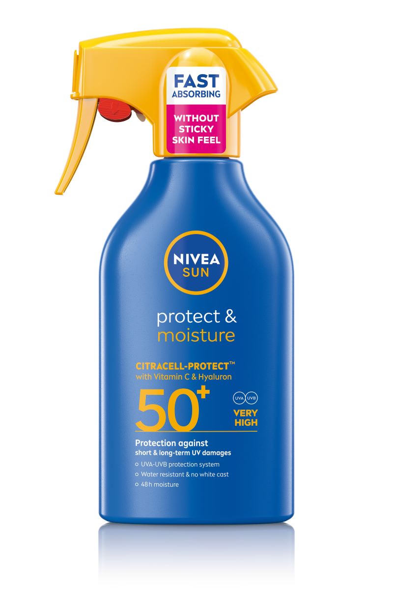NIVEA SUN PROTECT&MOISTURE Слънцезащитен спрей помпа SPF50+,250мл.