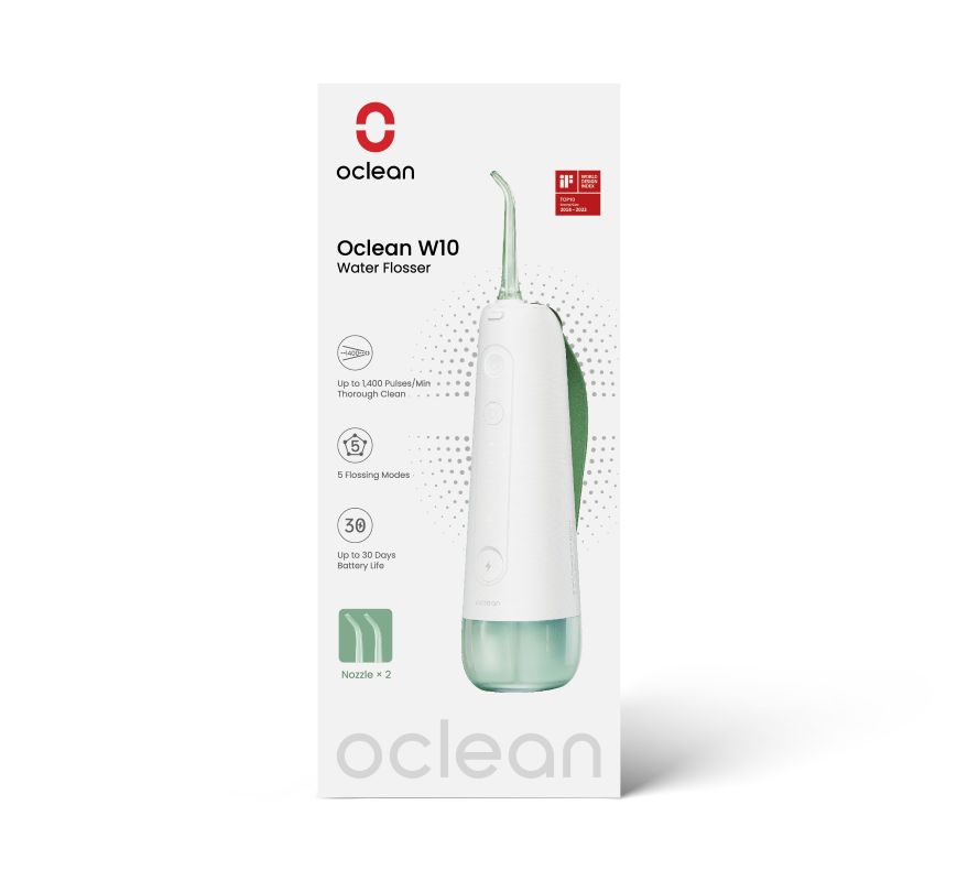 OCLEAN W10 Зъбен душ, 2бр, накрайника, 5 режима, 200мл., зелен