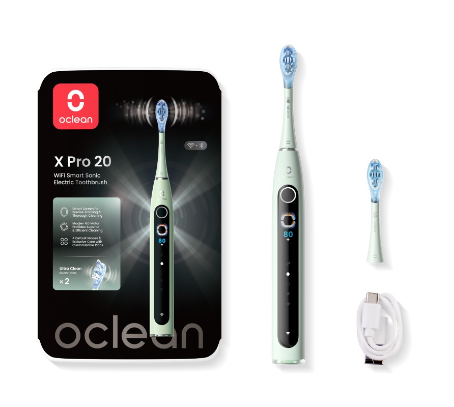 OCLEAN X Pro 20 Електрическа четка за зъби, 2бр. накрайника, зелена