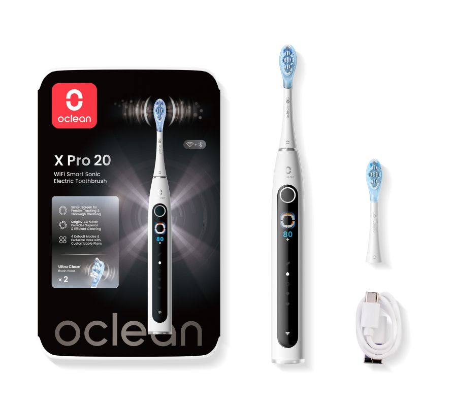 OCLEAN X PRO 20 Електрическа четка за зъби, 2бр. накрайника, бяла