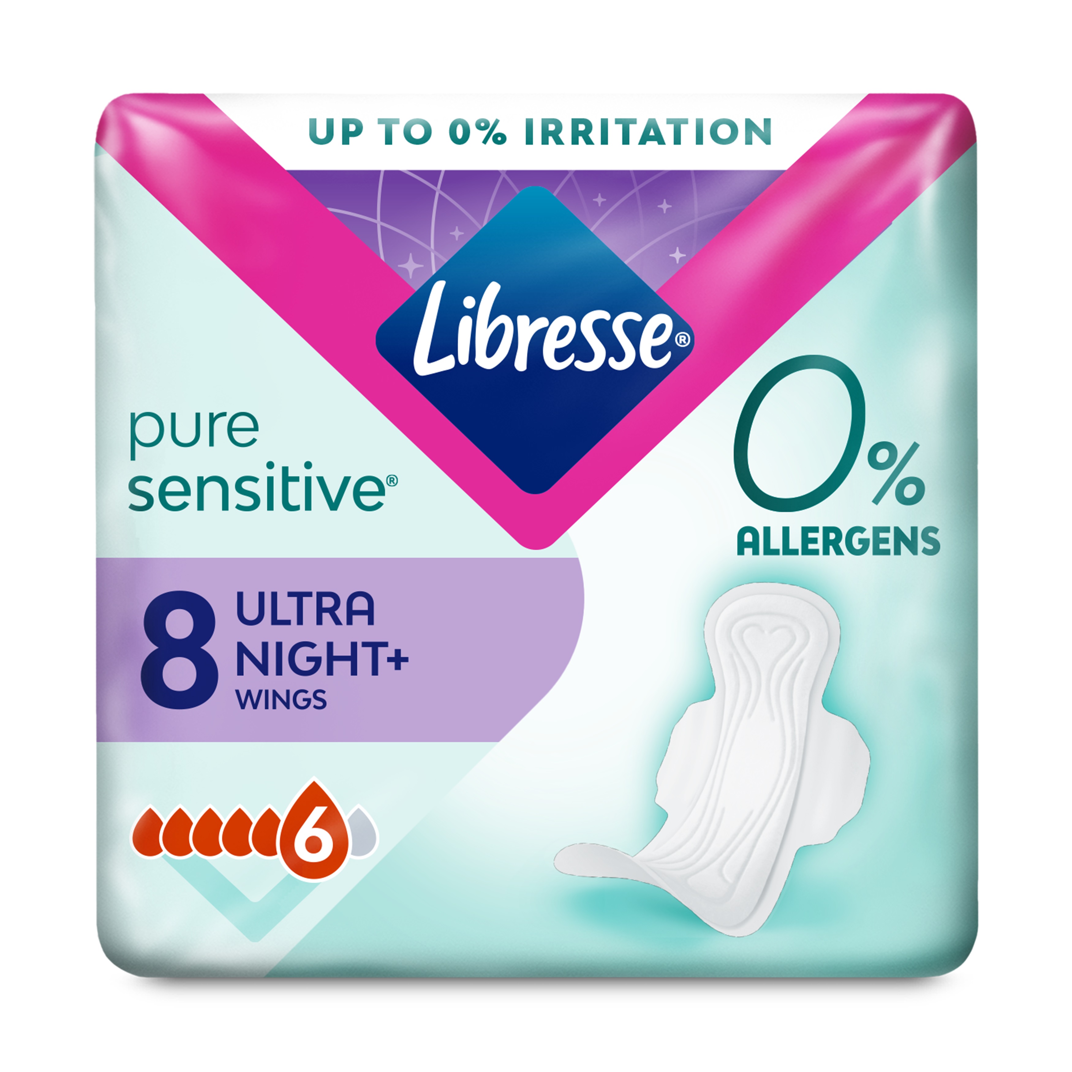 LIBRESSE PURE SENSITIVE NIGHT Дамски превръзки, 8бр.