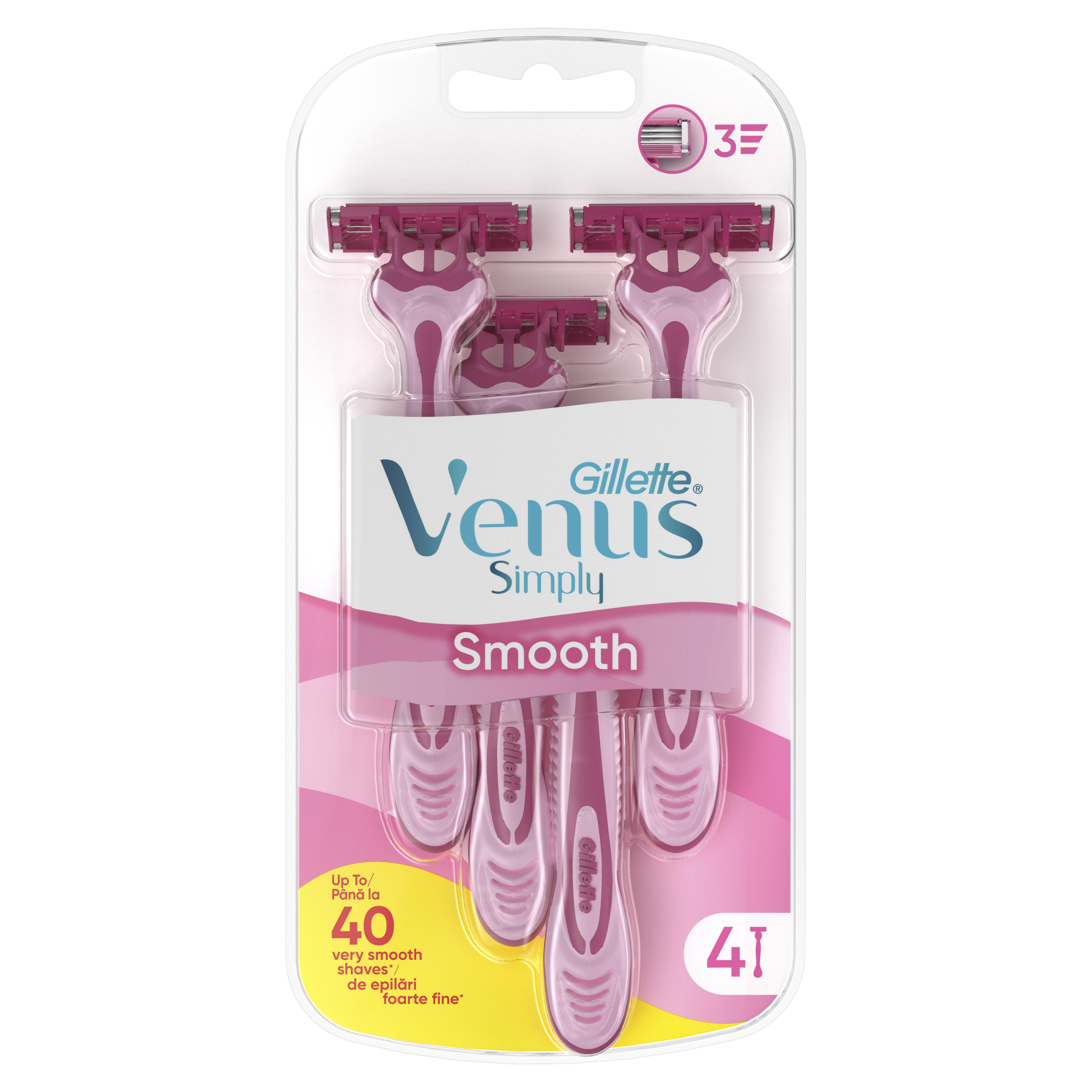 GILLETTE SIMPLY VENUS 3 Дамска еднократна самобръсначка, 4 бр./оп