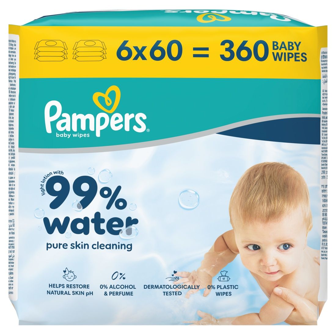 PAMPERS AQUA Бебешки мокри кърпички 6Х60бр.