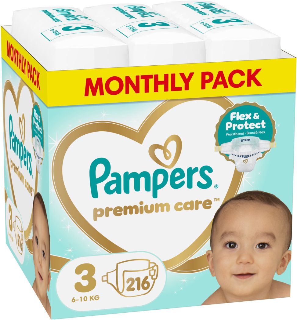 PAMPERS PREMIUM CARE Пелени  S3 6-10кг, 216бр.