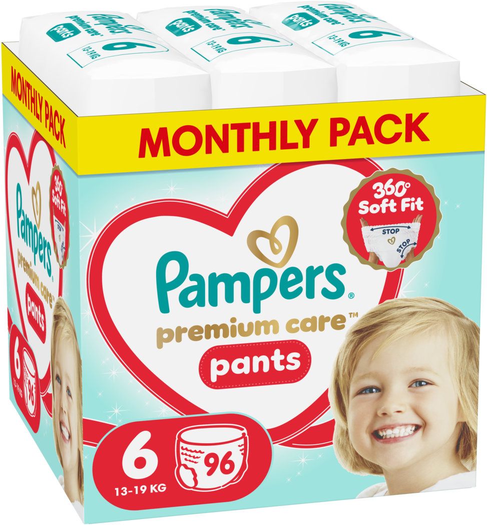 PAMPERS PREMIUM CARE Гащички  S6 13-19кг., 96бр.