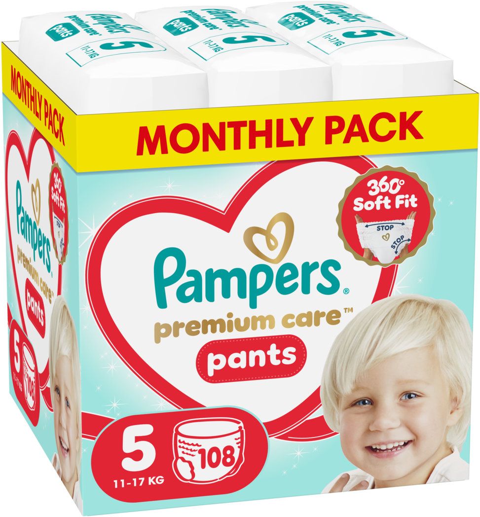 PAMPERS PREMIUM CARE Гащички S5 11-17кг., 108бр.