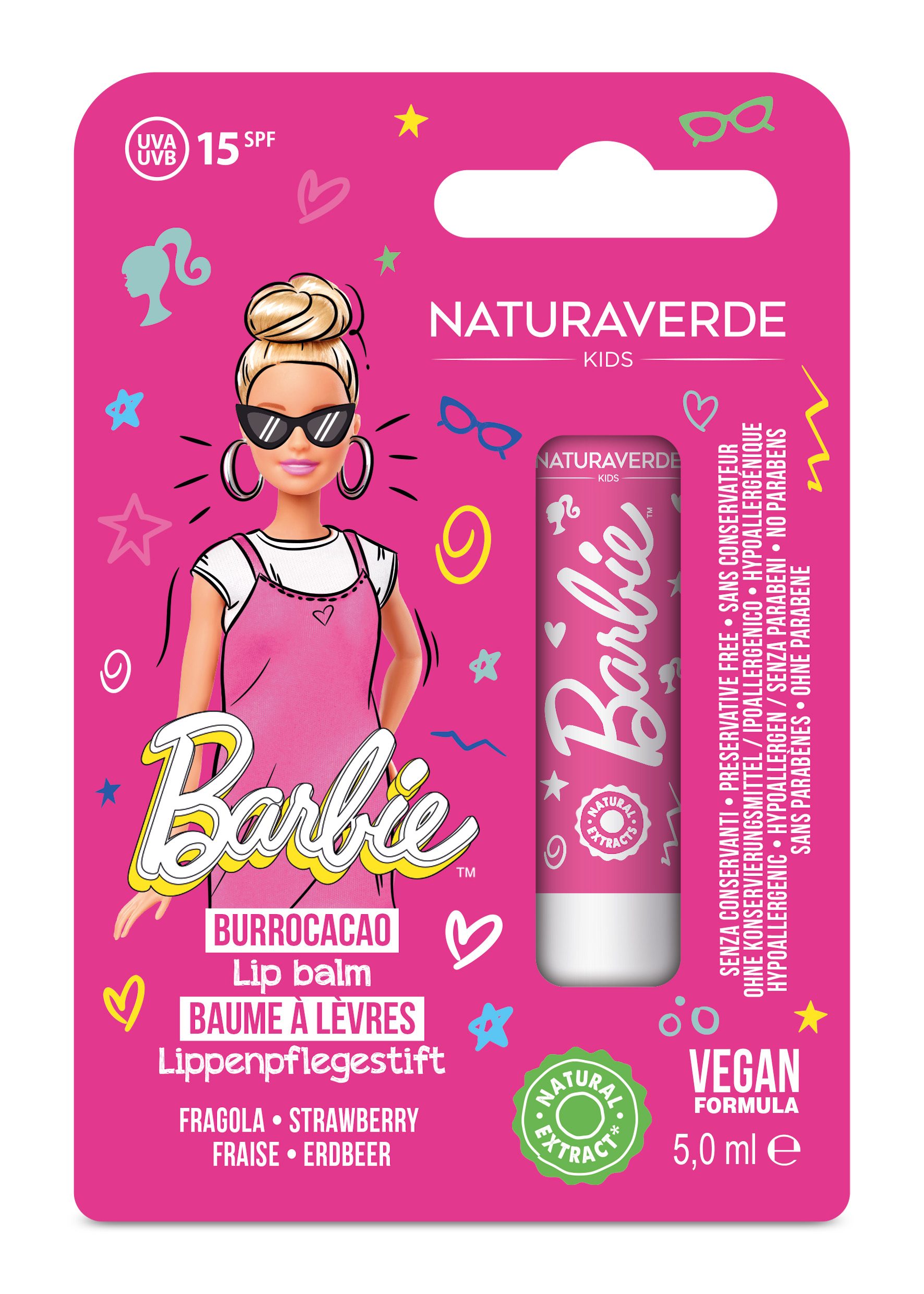 DISNEY BARBIE Балсам за устни с масло от Шеа и Вит.Е SPF 15, 5,7 мл.