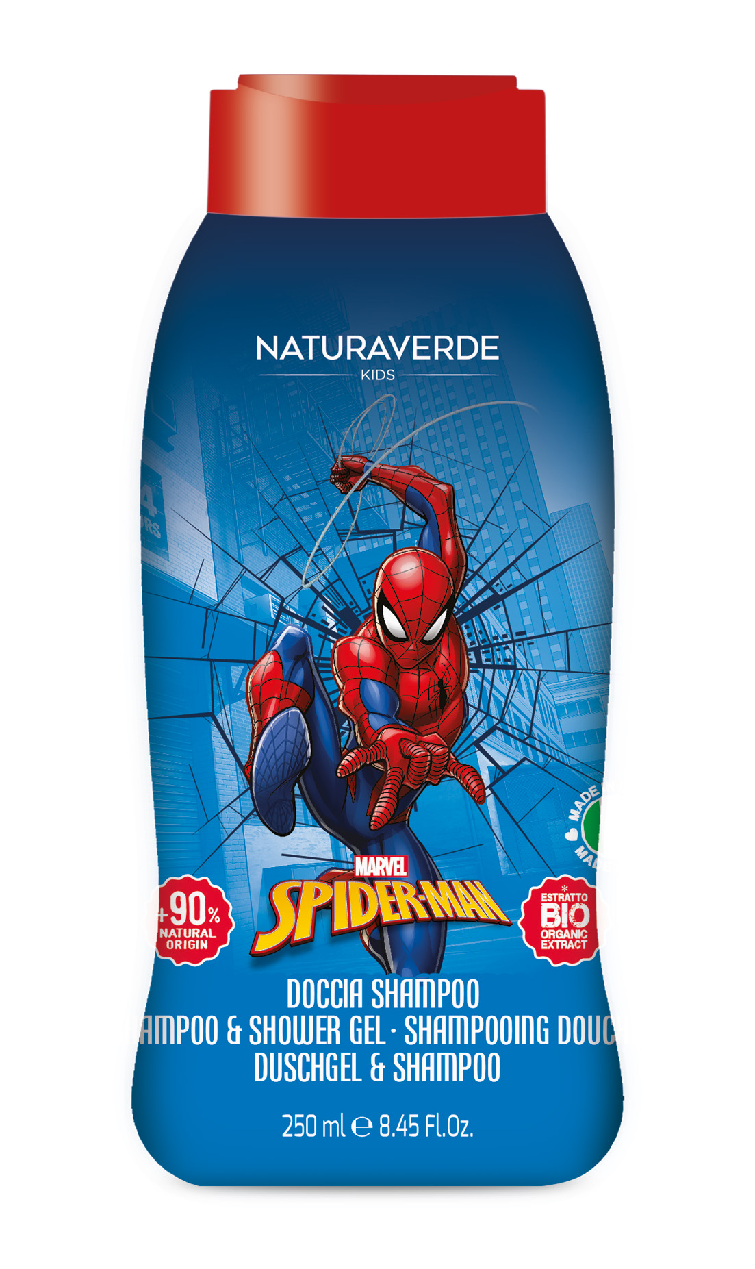 NATURAVERDE SPIDER-MAN Детски шампоан и душ гел, 250 мл. 