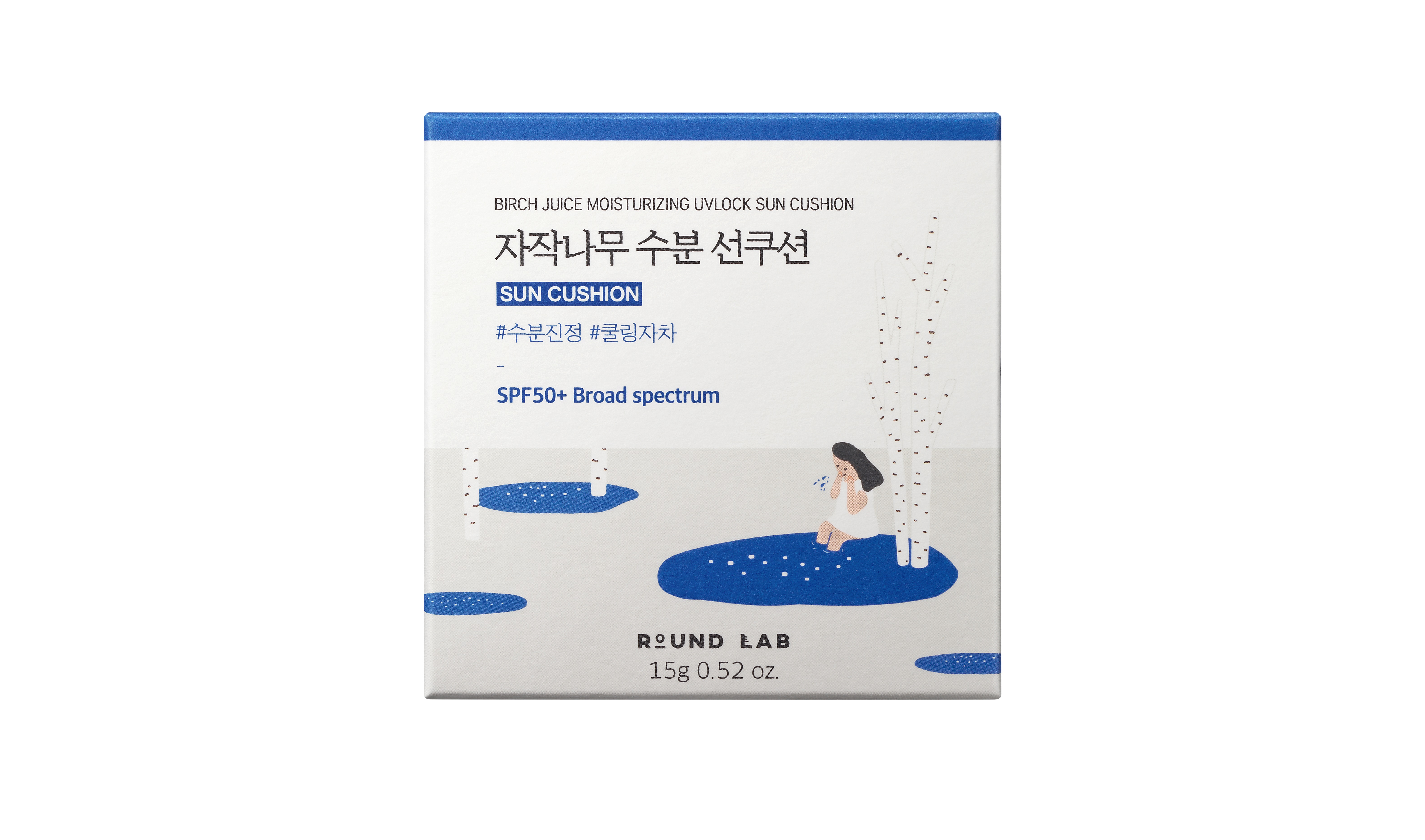 ROUND LAB BIRCH JUICE MOISTURIZING SUN CUSHION Овлажняващ къшън с брезов сок, SPF50+, 15гр.