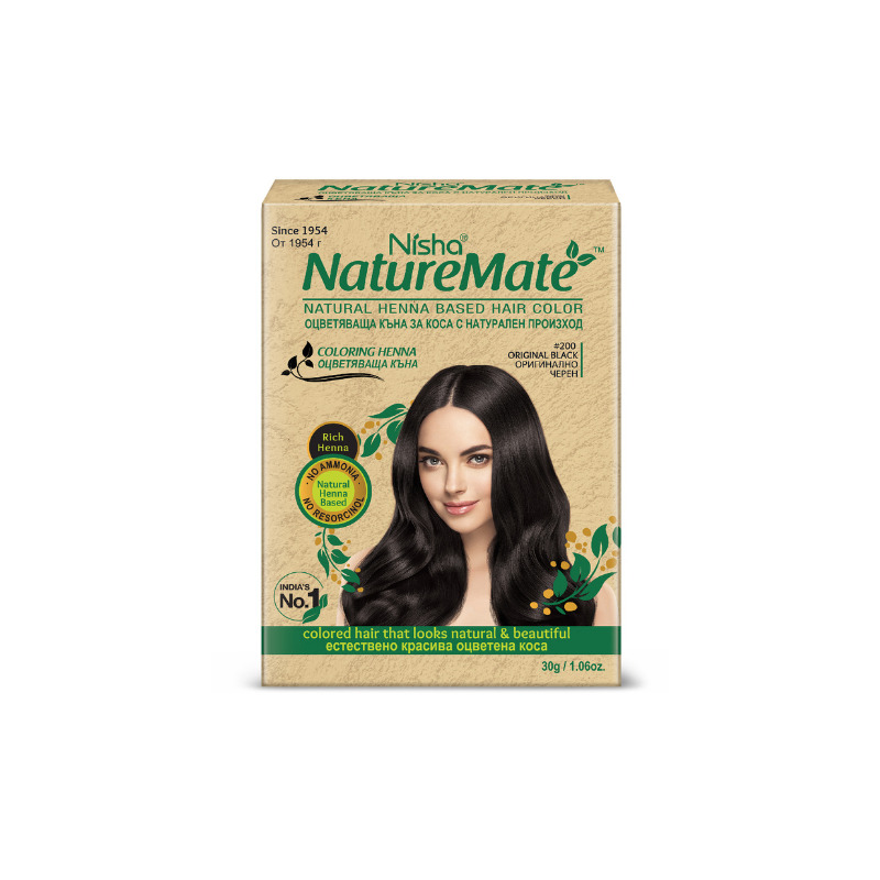 NISHA NATURAL Къна за коса №200, черна
