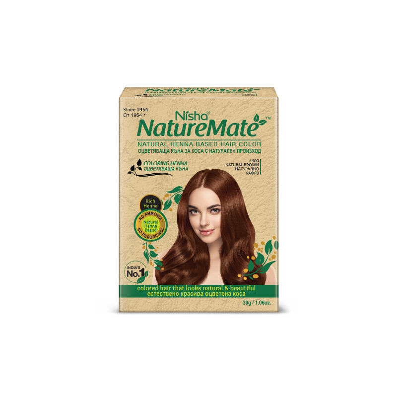 NISHA NATURAL Къна за коса №400, натурално кафява