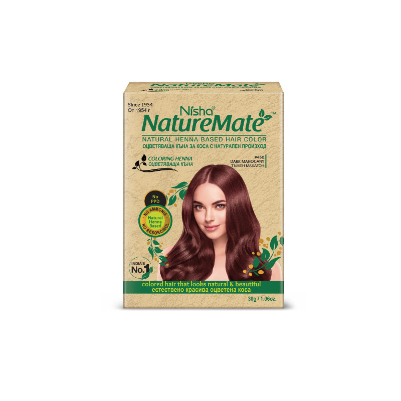 NISHA NATURAL Къна за коса №450, тъмен махагон