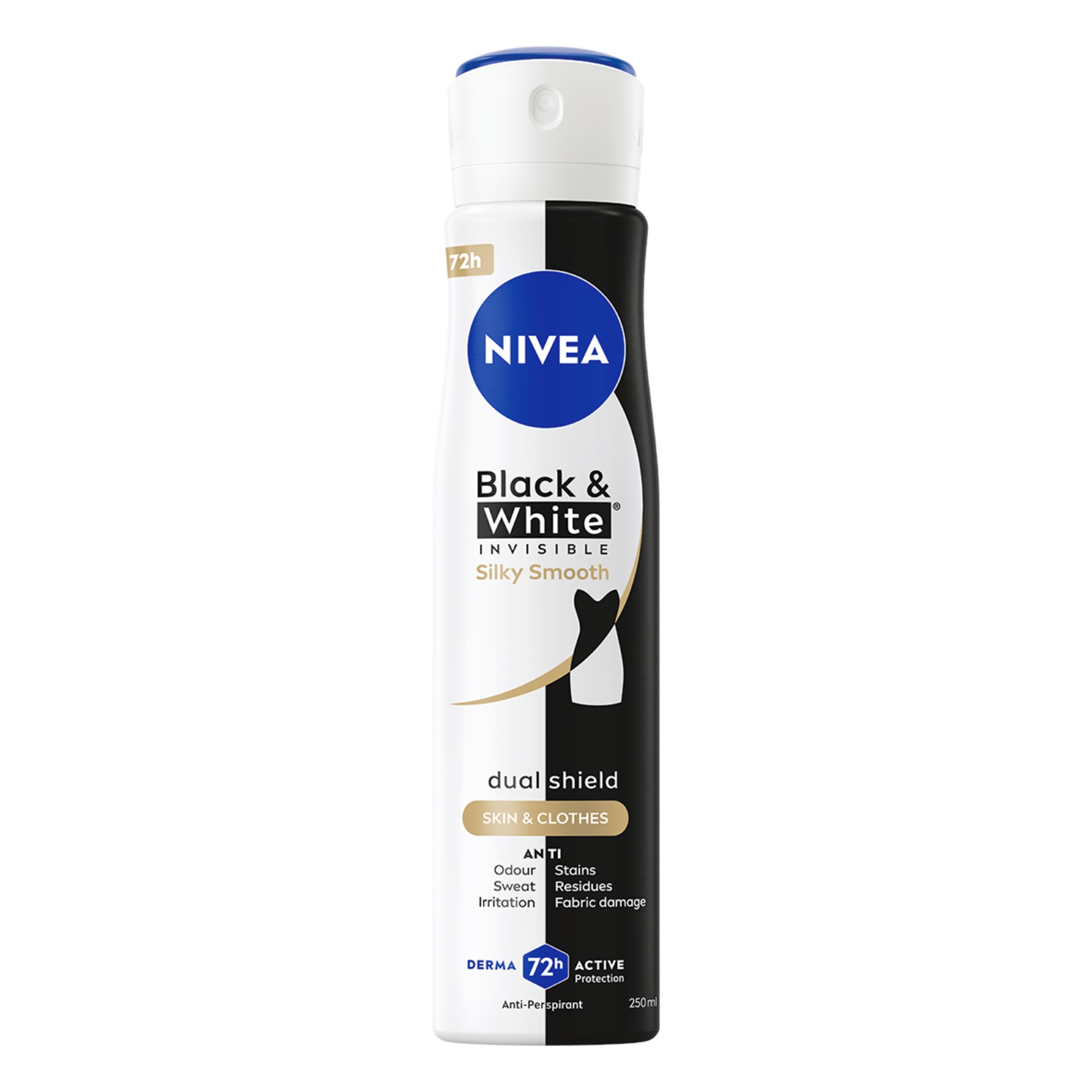 NIVEA INVISIBLE ON BLACK & WHITE SILKY SMOOTH  Део спрей дамски XL, 250 мл.