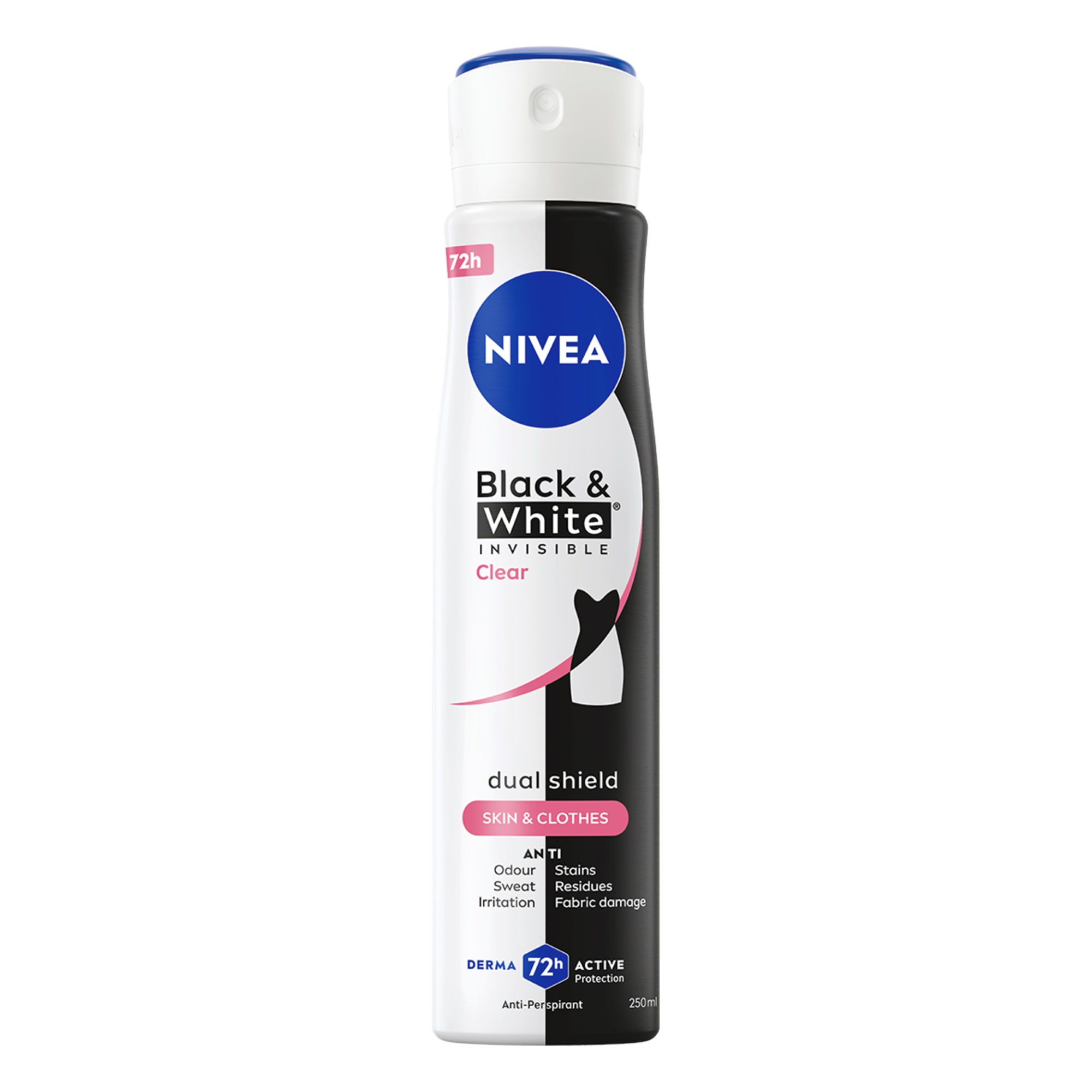 NIVEA INVISIBLE ON BLACK & WHITE CLEAR Део спрей дамски XXL, 250 мл.