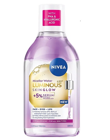 NIVEA LUMINOUS SKIN GLOW Мицеларна вода със серум, 400мл.