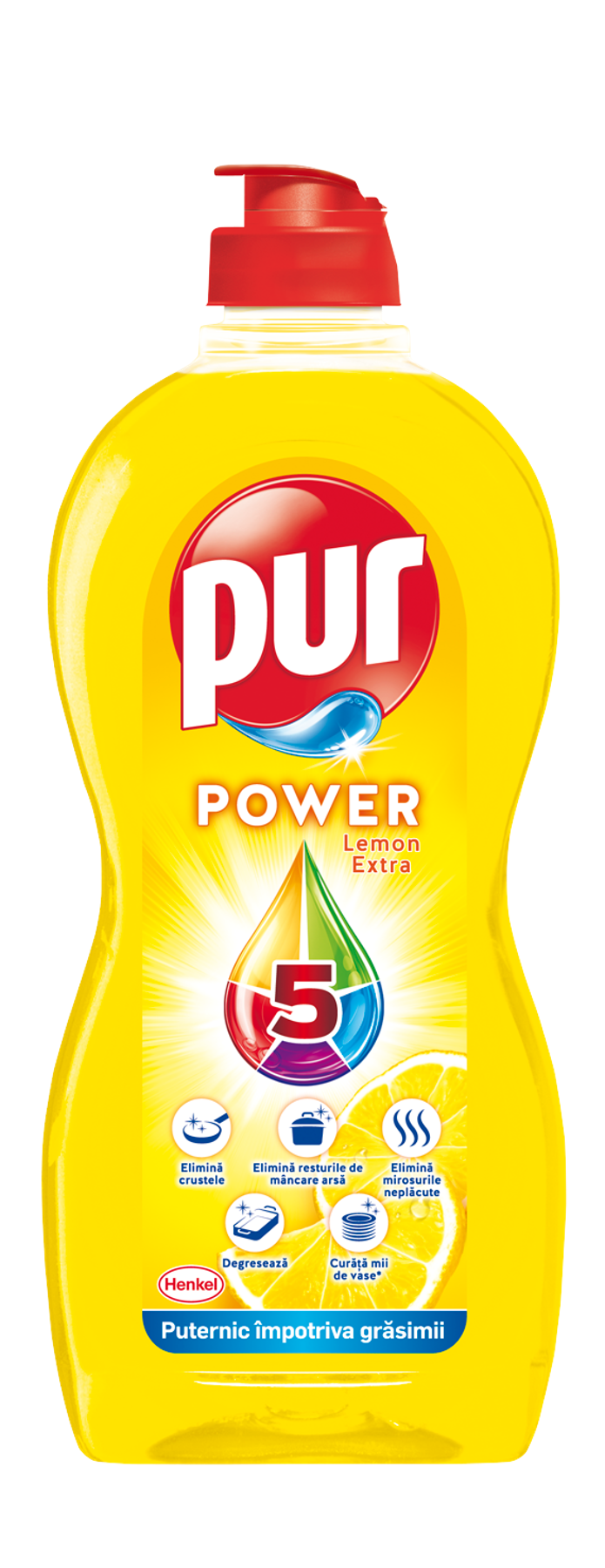 PUR POWER GREASE+ CRUSTS LEMON EXTRA Препарат за съдове, 450 мл.