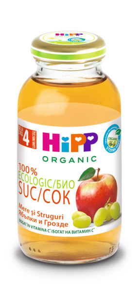 HIPP BIO Сок от Ябълка и грозде 4+ месеца, 200 мл