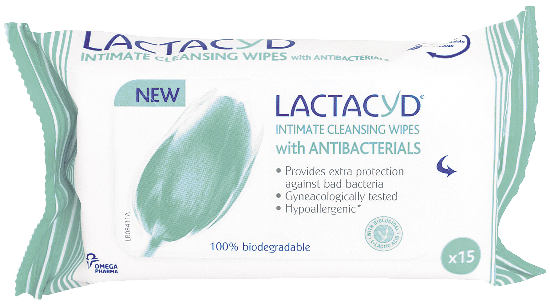 LACTACYD ANTIBACTERIAL Интимни мокри кърпи, 15 бр .