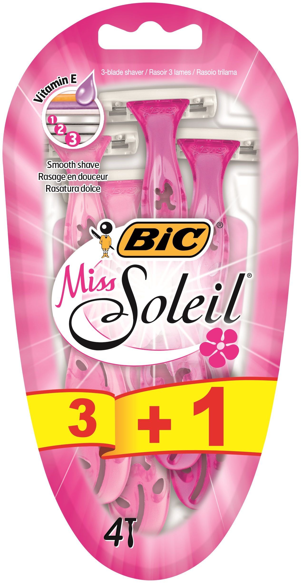 BIC SOLEIL Дамска еднократна самобръсначка, 3+1 бр.