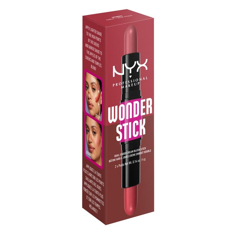 NYX PROFESSIONAL MAKE UP WONDER STICK Руж стик двоен Coral N Deep peach, 4 г