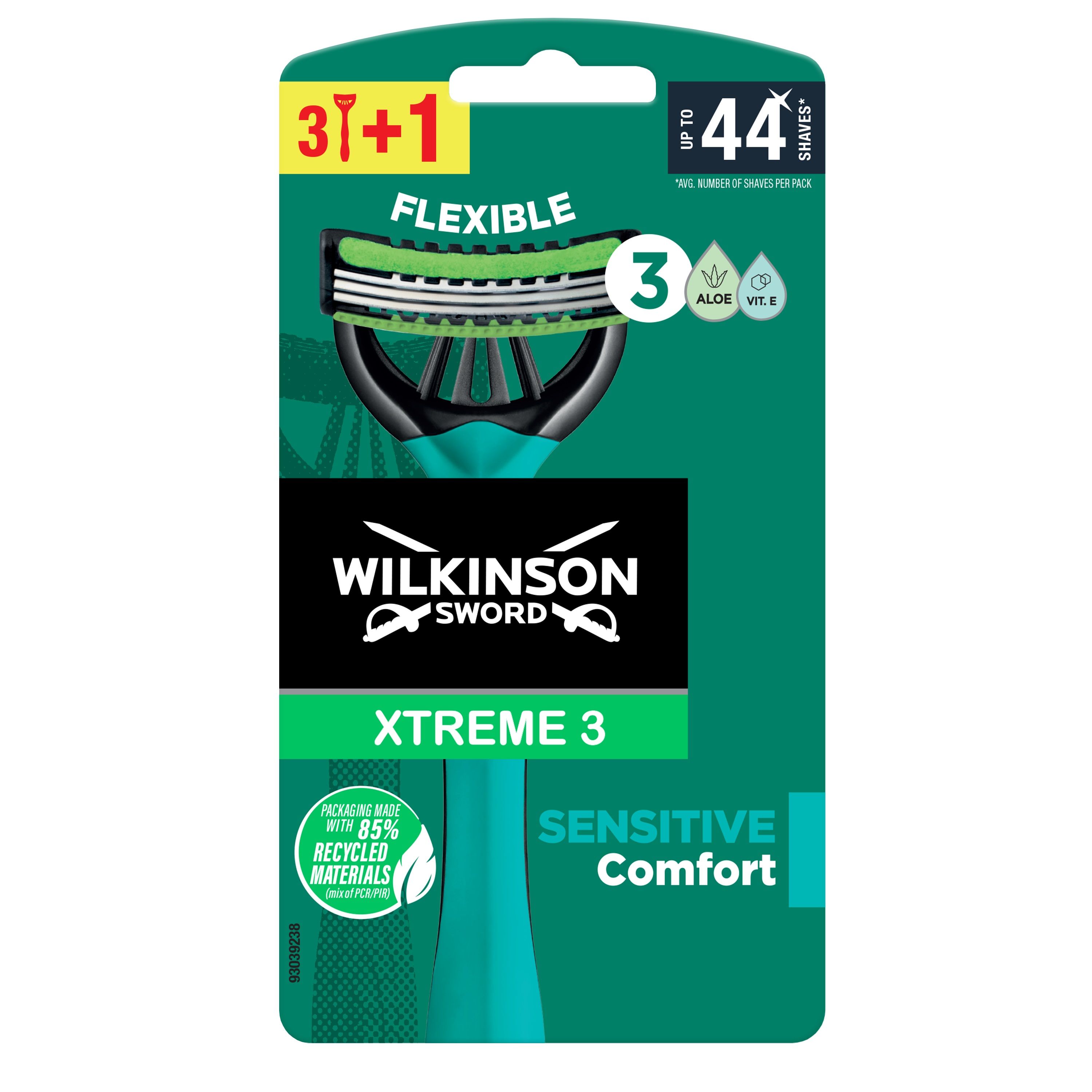 WILKINSON SWORD EXTREME 3 SENSITIVE Мъжка самобръсначка за еднократна употреба, 3+1 бр.