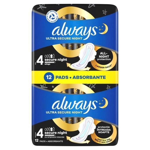 ALWAYS ULTRA NIGHT DUO PACK Дамски превръзки, 12 бр.