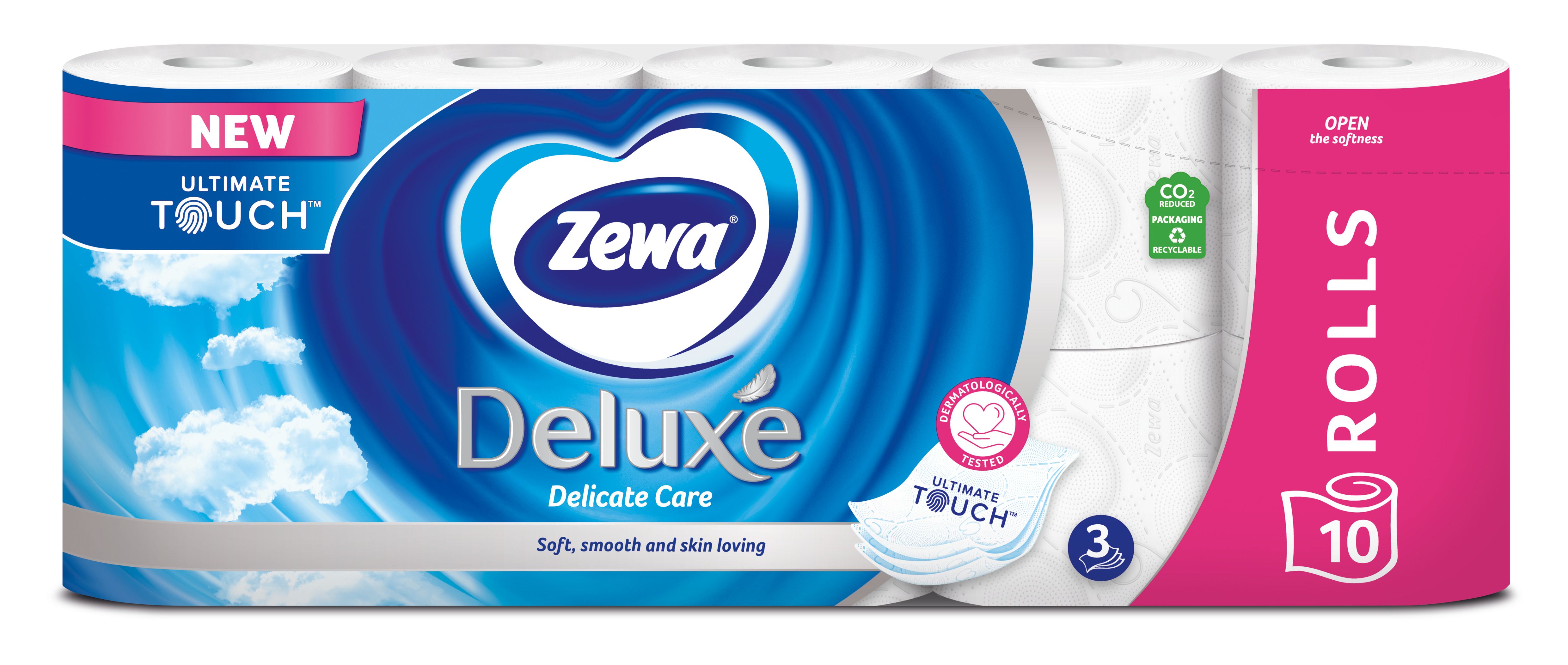 ZEWA DELUXE AQUA TUBE Тоалетна хартия 3 пласта DELICATE CARE, 10 бр.