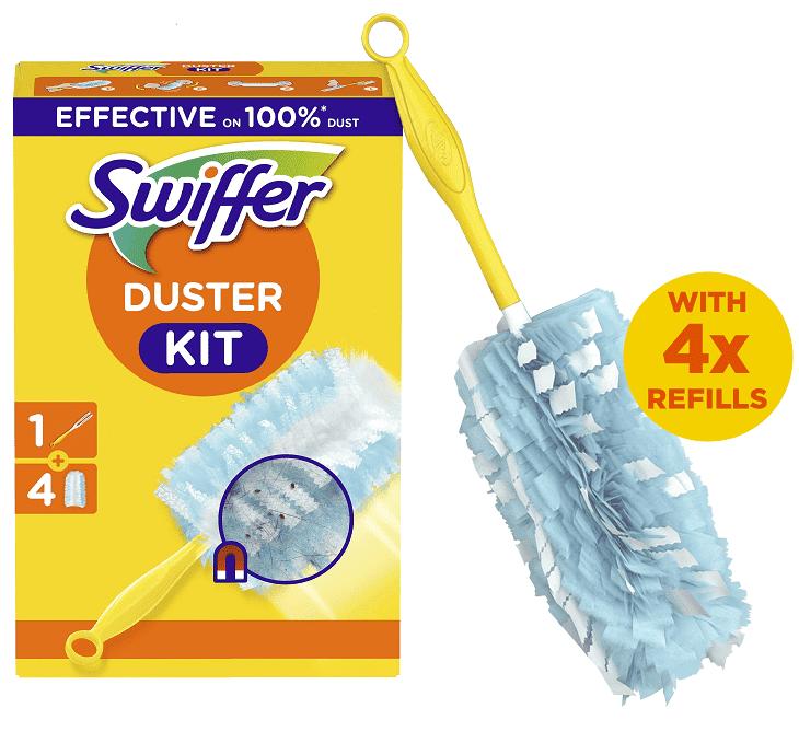 SWIFFER Кит за почистване на прах с къса дръжка + 4 рефила