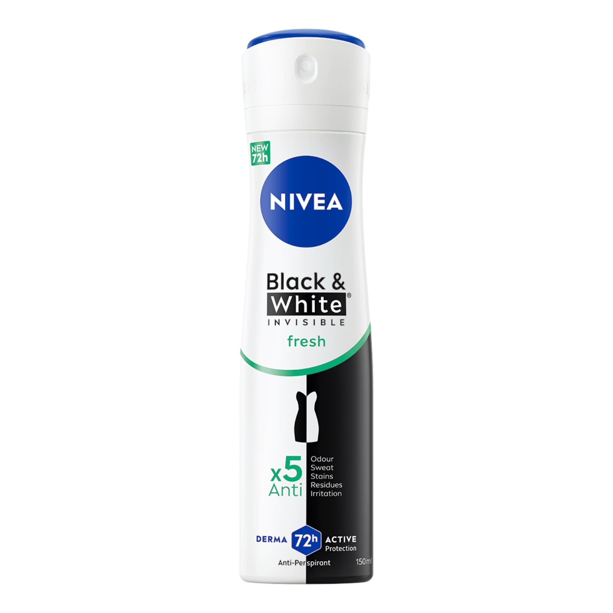 NIVEA INVISIBLE ON BLACK & WHITE FRESH Дамски део спрей, 150 мл