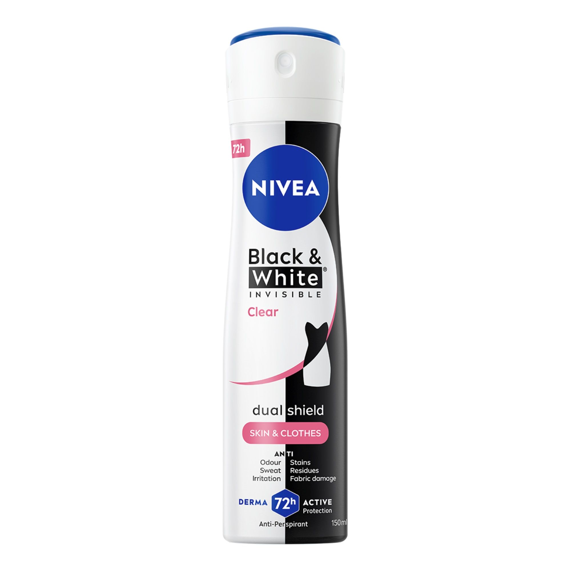 NIVEA INVISIBLE ON BLACK & WHITE CLEAR Дамски део спрей, 150 мл