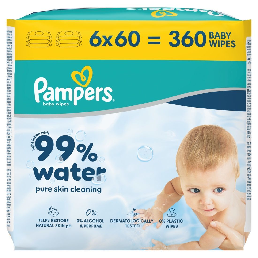 PAMPERS AQUA Бебешки мокри кърпички 6Х60бр.