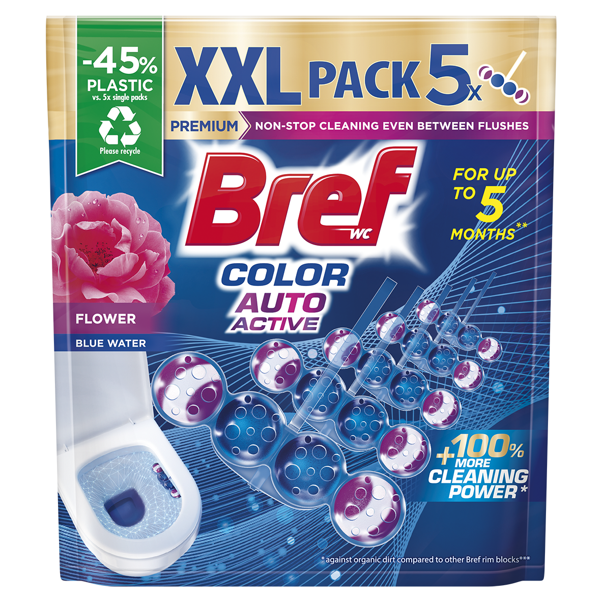 BREF COLOR AKTIV FLOWER WC Тоалетни блокчета, 5Х50гр.