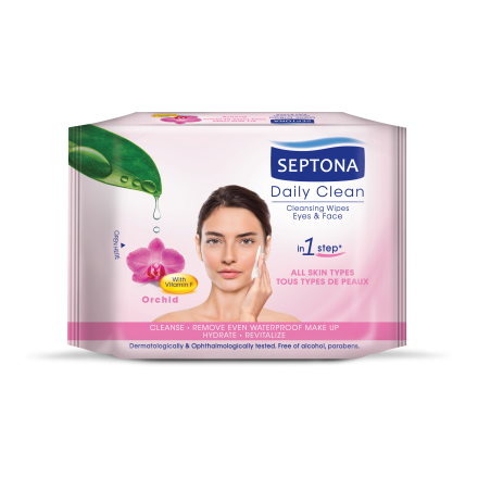 SEPTONA Мокри кърпи за почистване на грим с орхидея&хайвер, 20  бр.