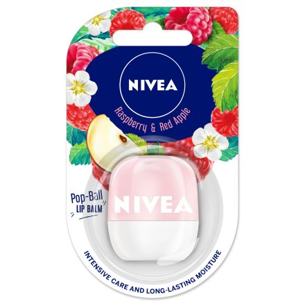 NIVEA POP BALL Балсам за устни малина и червена ябълка, 7 гр.