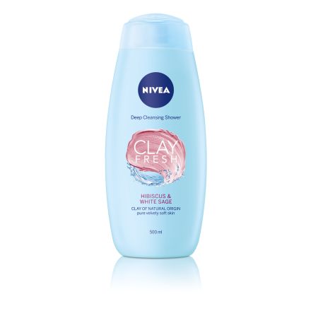 NIVEA CLAY FRESH Душ гел хибискус и градински чай, 500 мл