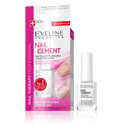 EVELINE NAILS THERAPY Възстановяващ цимент за нокти и основа, 12 мл.