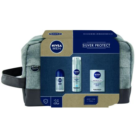 NIVEA MEN XMAS'19 PERSONAL CARE SILVER PROTECT Подаръчен комплек 3 часи + несесер