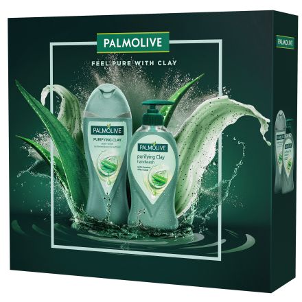 PALMOLIVE CLAY душ гел clay purifying 250мл + течен сапун clay purifying 250мл, подаръчен комплект