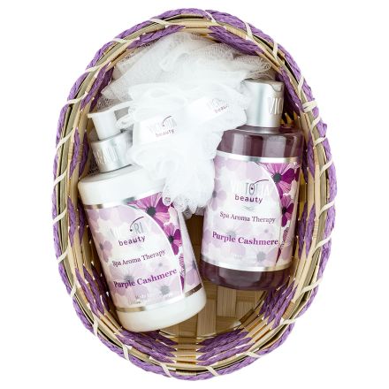 VICTORIA BEAUTY  SPA AROMA THERAPY PURPLE CASHMERE Лосион+душ гел+гъба за баня+кошничка, подаръчен комплект